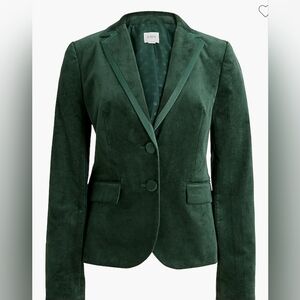 J. Crew Factory Women's Forest Green Velvet Schoolboy Blazer
